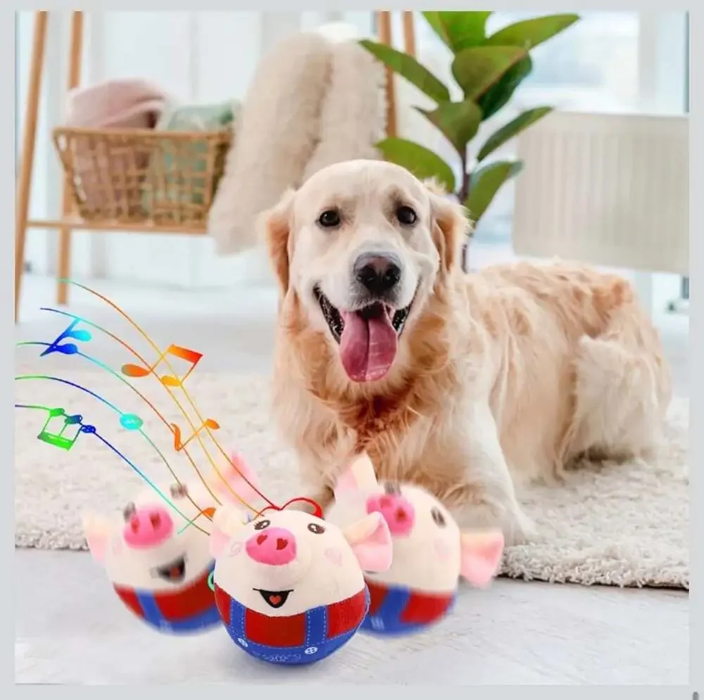 Jumping Squeaky Pig‎ Dog Toy with Recording and Music Modes